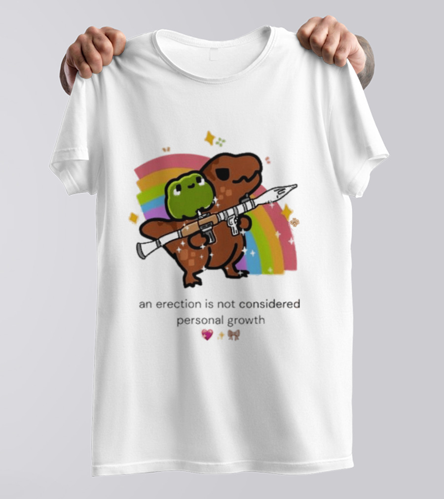 Original Rex Rocket An Erection Is Not Considered Personal Growth Rainbow Dinosaur Frog T-Shirt