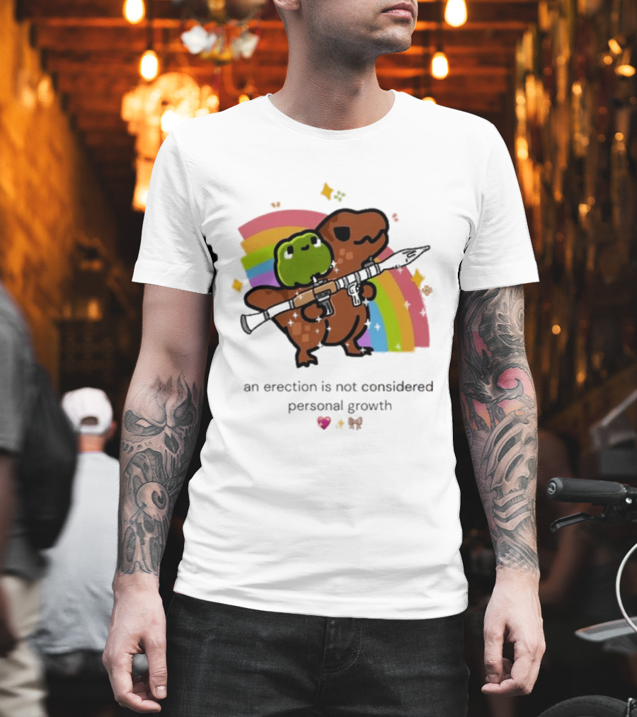 Original Rex Rocket An Erection Is Not Considered Personal Growth Rainbow Dinosaur Frog T-Shirt