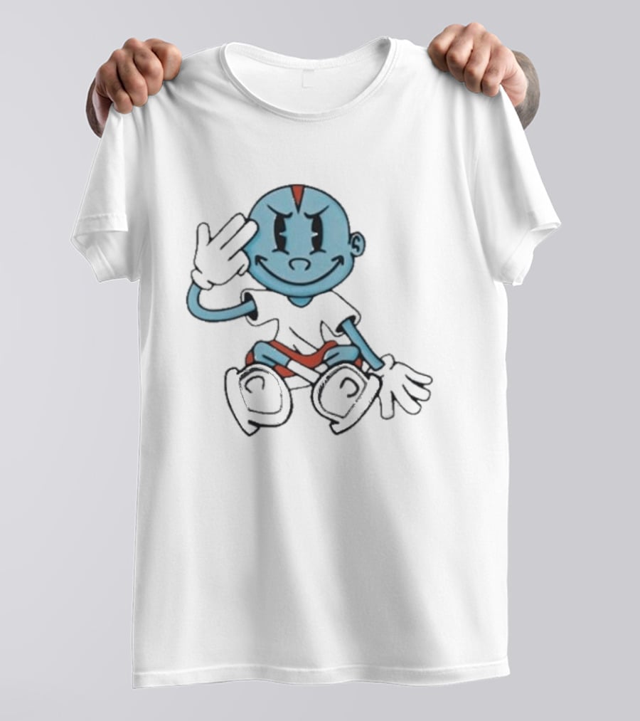 Lil Darkie Brahman Sits Blue Cartoon Figure With Red Shorts And Gloves T-Shirt