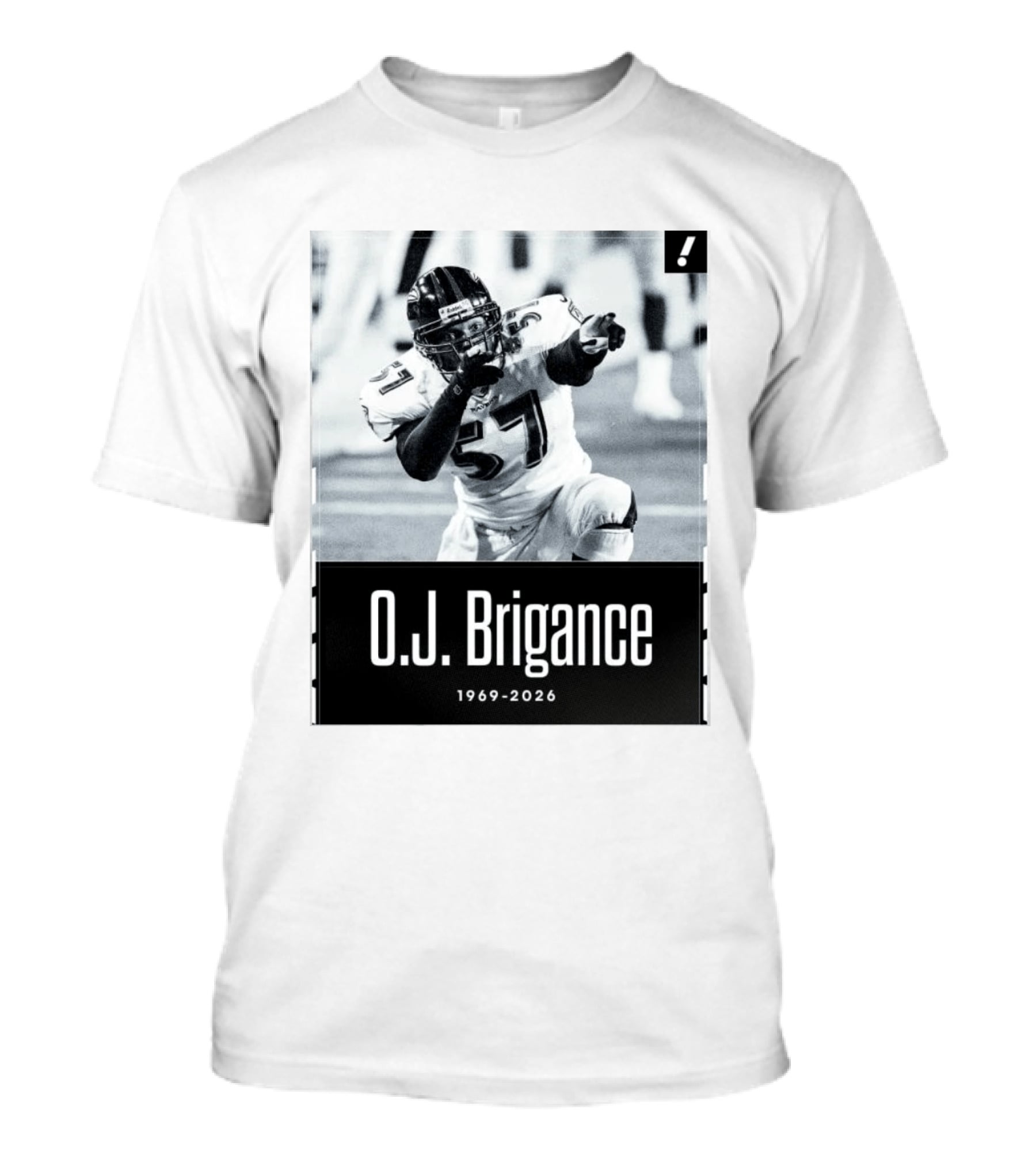 O.J. Brigance 1969 2026 Football Player Memoriam T-Shirt