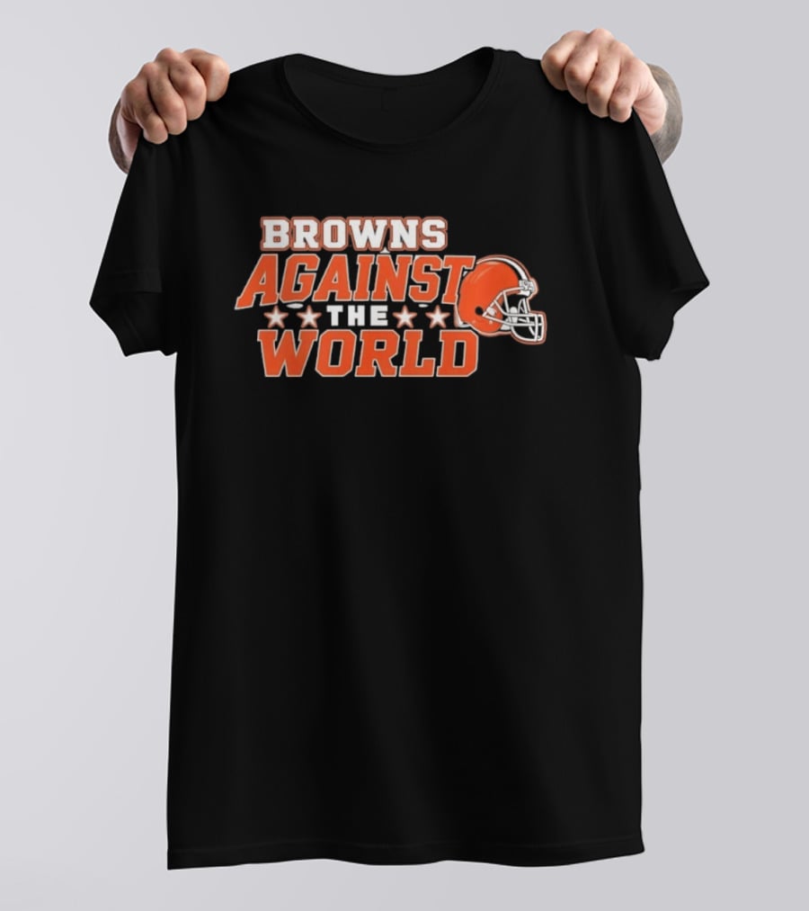 Browns Against The World Football Helmet Stars T-Shirt