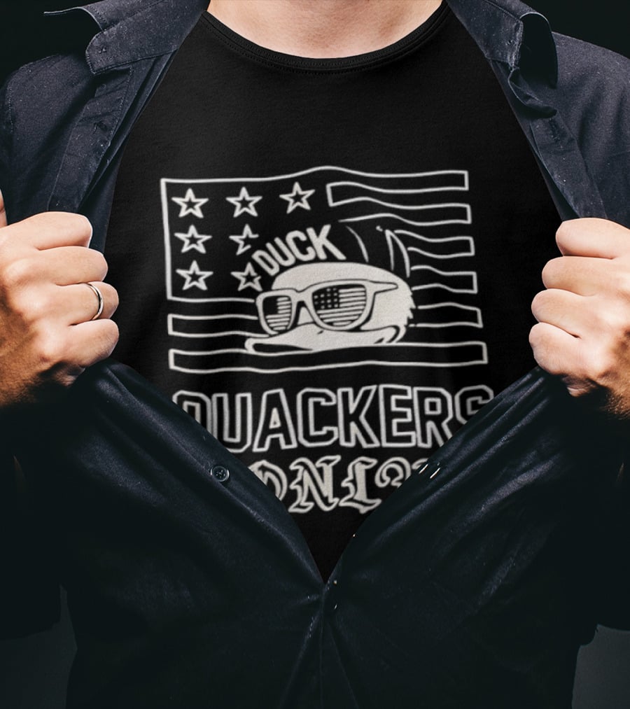 Quackers Only Duck American Flag T-Shirt