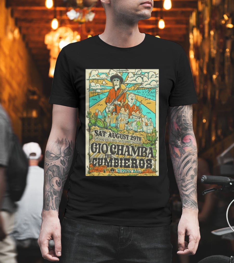 Gio Chamba The Cumbieros Live At Hidden Hall August 29th 2026 Concert T-Shirt