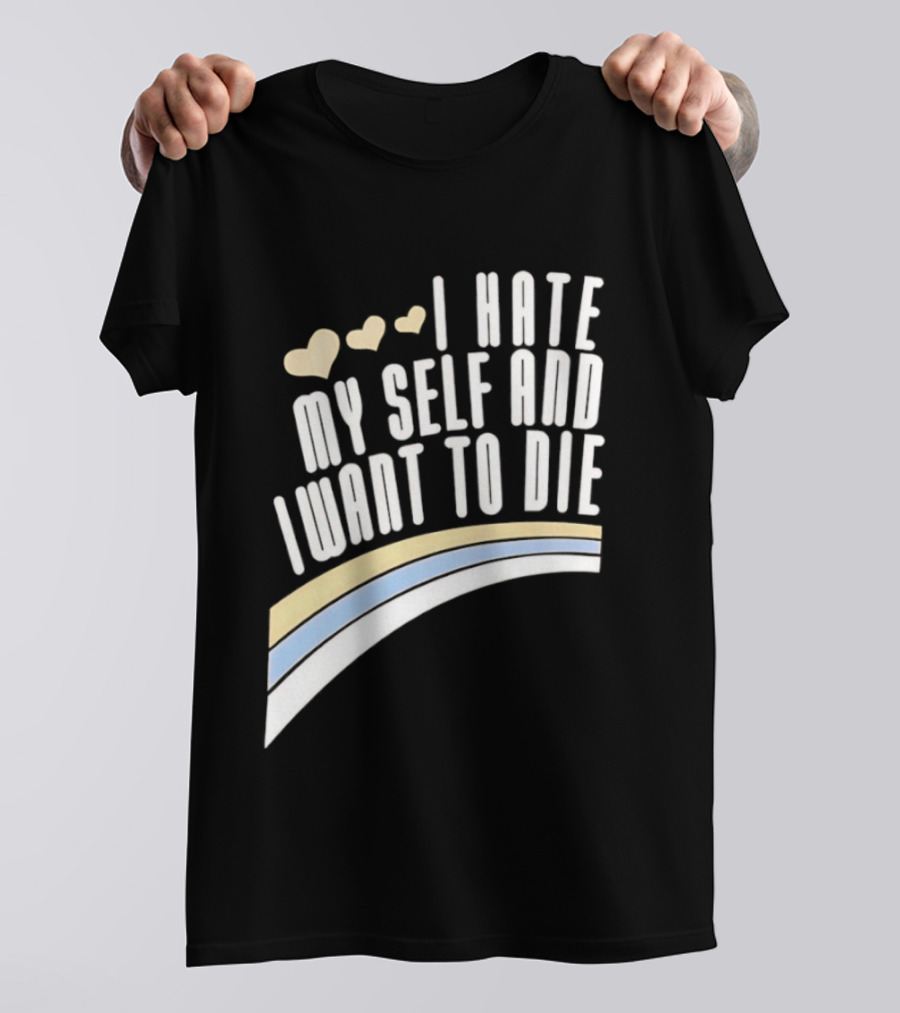I Hate Myself And I Want To Die Nirvana Hearts Rainbow T-Shirt