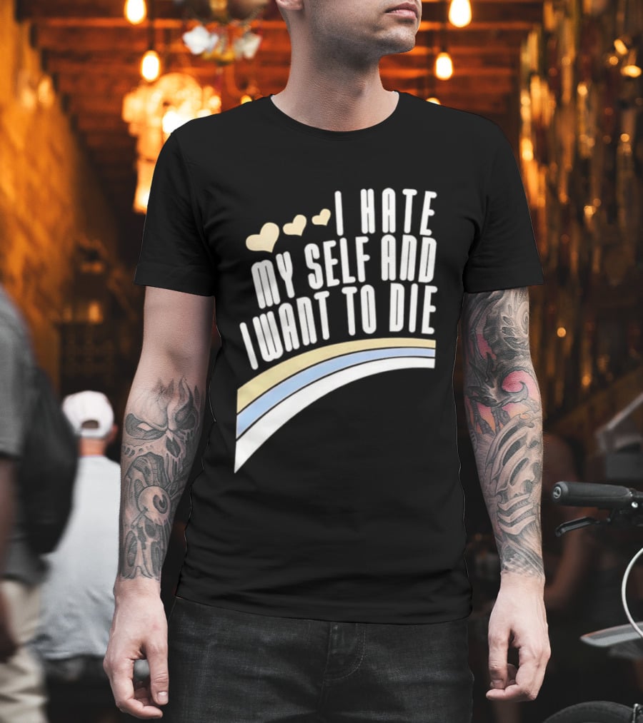 I Hate Myself And I Want To Die Nirvana Hearts Rainbow T-Shirt