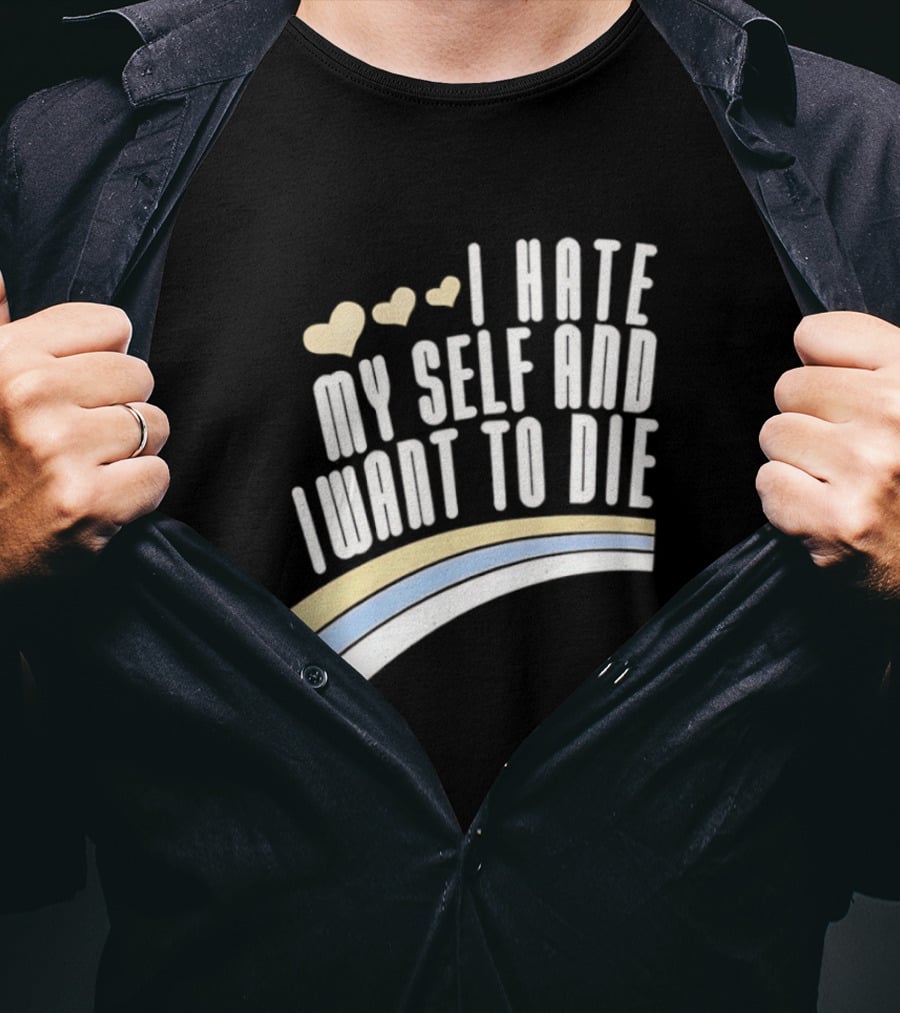 I Hate Myself And I Want To Die Nirvana Hearts Rainbow T-Shirt