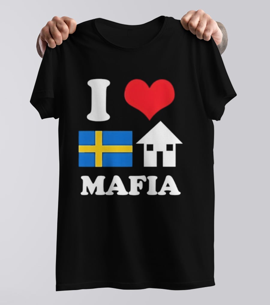 I Love Swedish Flag Heart House Mafia EDM Electronic Dance Music T-Shirt