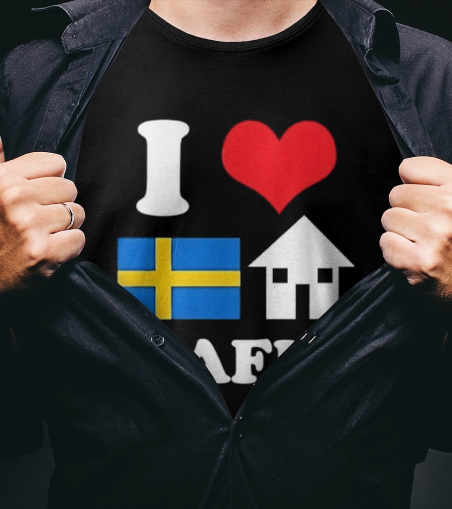 I Love Swedish Flag Heart House Mafia EDM Electronic Dance Music T-Shirt