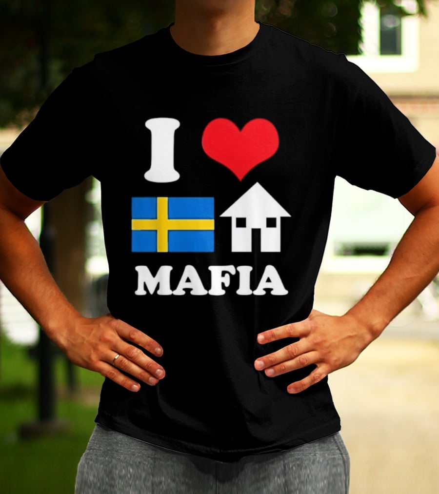 I Love Swedish Flag Heart House Mafia EDM Electronic Dance Music T-Shirt