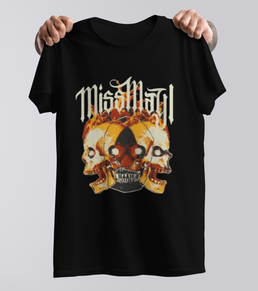 Miss May I Solid State Records Flaming Skulls Black T-Shirt