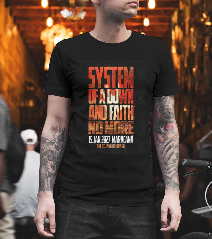System Of A Down And Faith No More 15 Jan 2027 Maracanã Rio De Janeiro Brasil T-Shirt