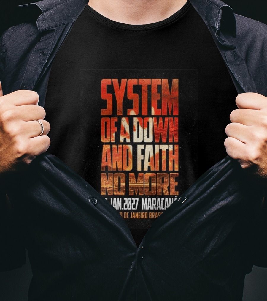 System Of A Down And Faith No More 15 Jan 2027 Maracanã Rio De Janeiro Brasil T-Shirt