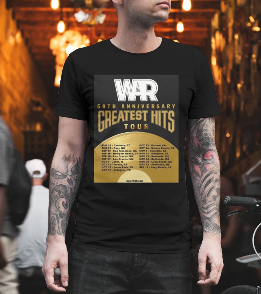 War 50th Anniversary Greatest Hits Tour Dates And Locations List T-Shirt