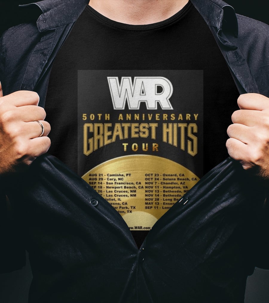 War 50th Anniversary Greatest Hits Tour Dates And Locations List T-Shirt