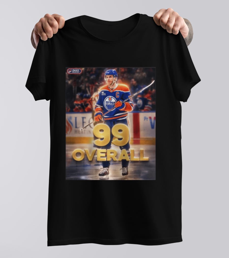 McDavid Oilers 99 Overall Daily Faceoff NHL Captain Hockey T-Shirt