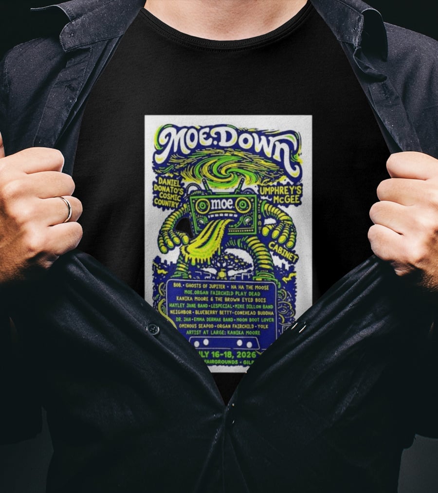 MoeDown July 16 18 2026 Westend Fairgrounds Gilbert PA Featuring Moe. Umphrey's McGee Daniel Donato's Cosmic Country Cabinet T-Shirt