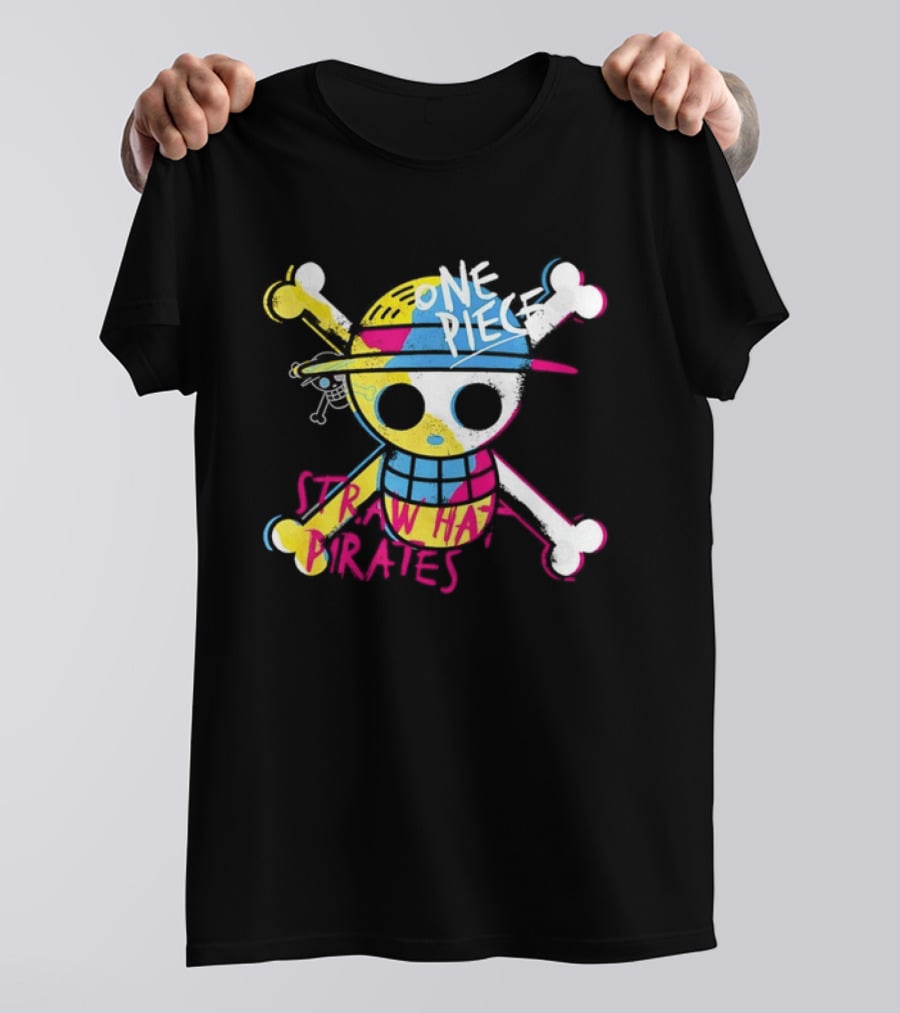 One Piece Straw Hat Pirates Skull Colorful Anime Manga T-Shirt