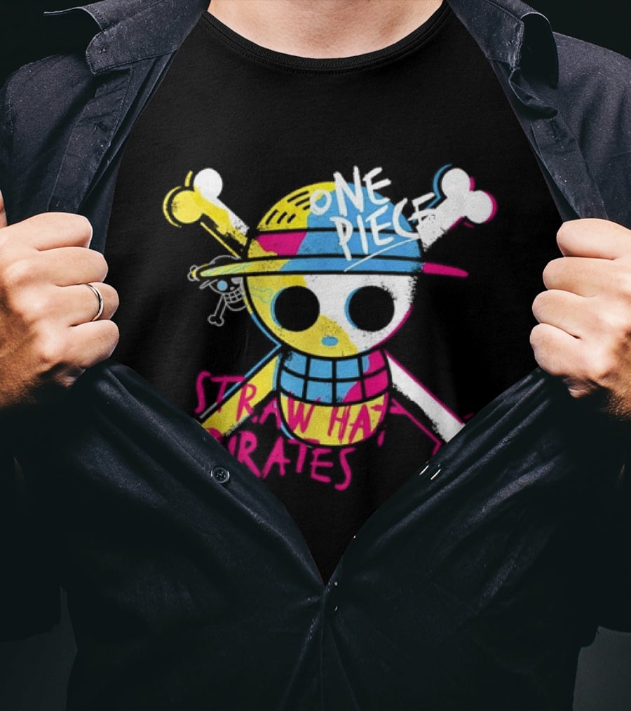 One Piece Straw Hat Pirates Skull Colorful Anime Manga T-Shirt