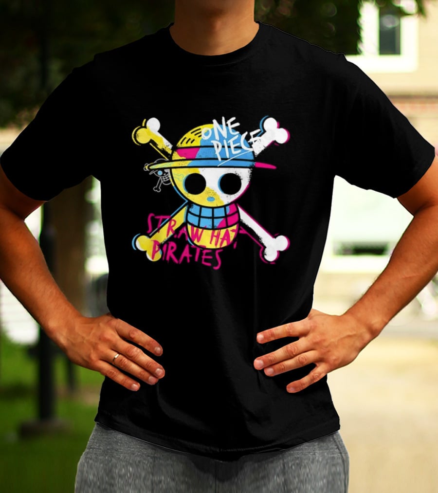 One Piece Straw Hat Pirates Skull Colorful Anime Manga T-Shirt