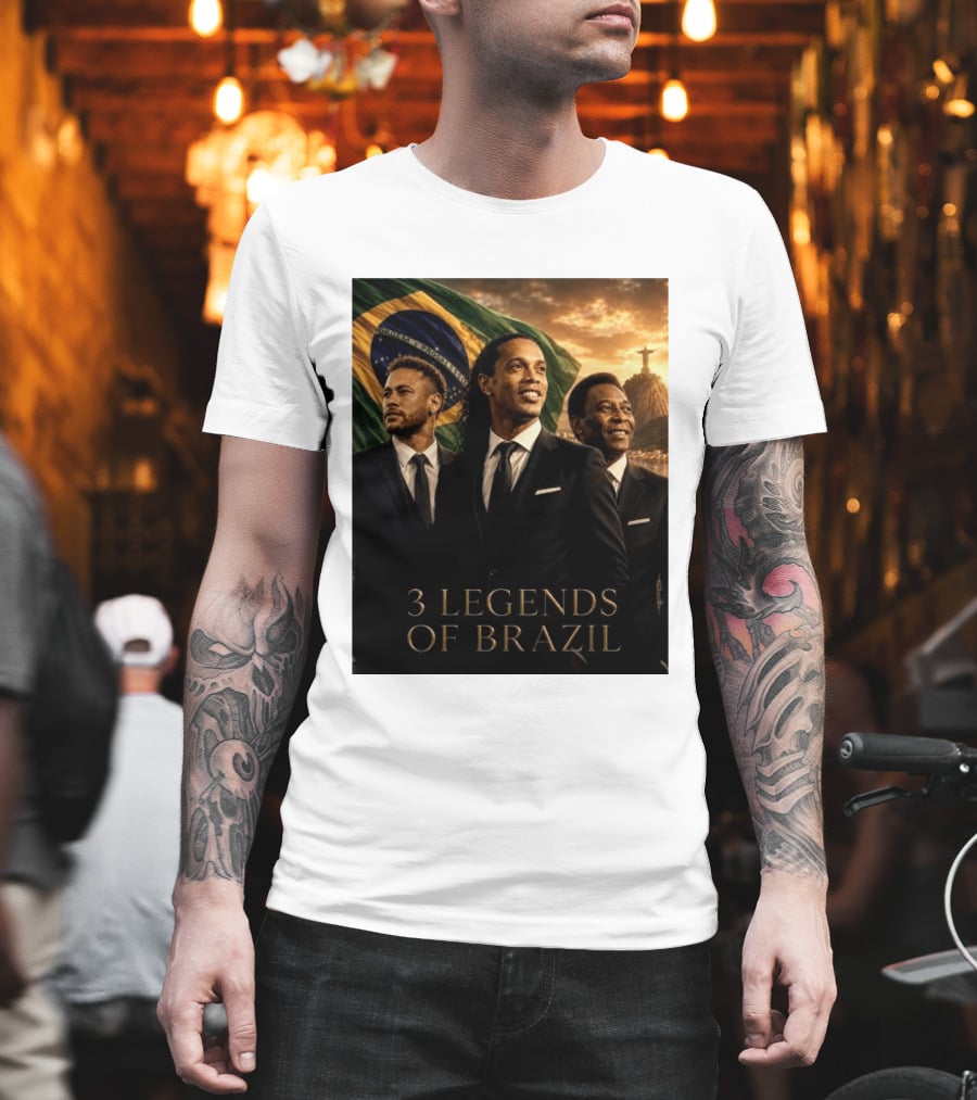3 Legends Of Brazil Pelé Ronaldinho Neymar Brazilian Heritage T-Shirt