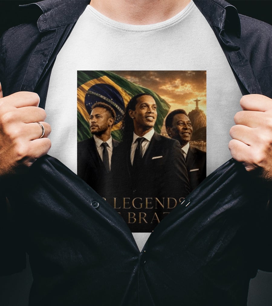 3 Legends Of Brazil Pelé Ronaldinho Neymar Brazilian Heritage T-Shirt
