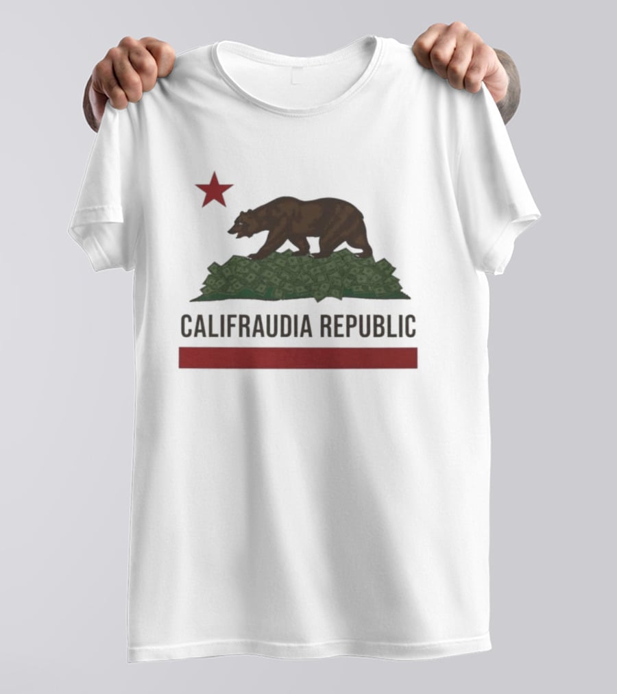 Califraudia Republic Bear Flag With Red Star T-Shirt