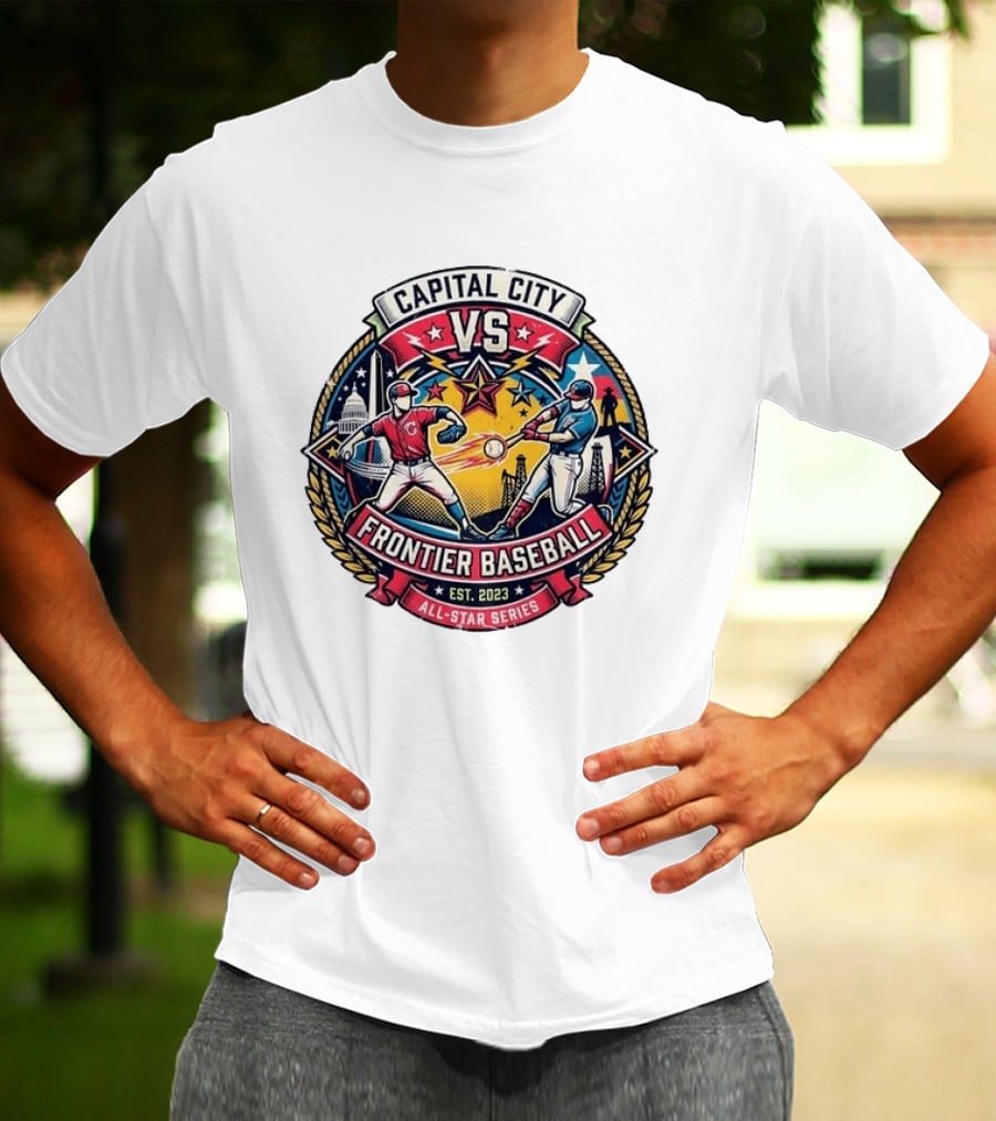 Capital City Vs Frontier Baseball All Star Series 2023 Vintage Emblem With Capitol And Frontier Iconography T-Shirt