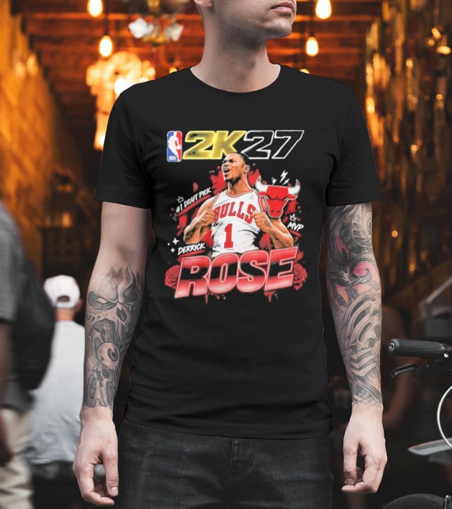 NBA 2K27 MVP Derrick Rose Bulls #1 Highlight T-Shirt