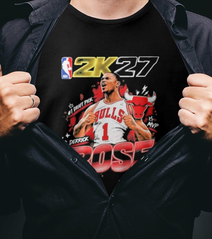 NBA 2K27 MVP Derrick Rose Bulls #1 Highlight T-Shirt