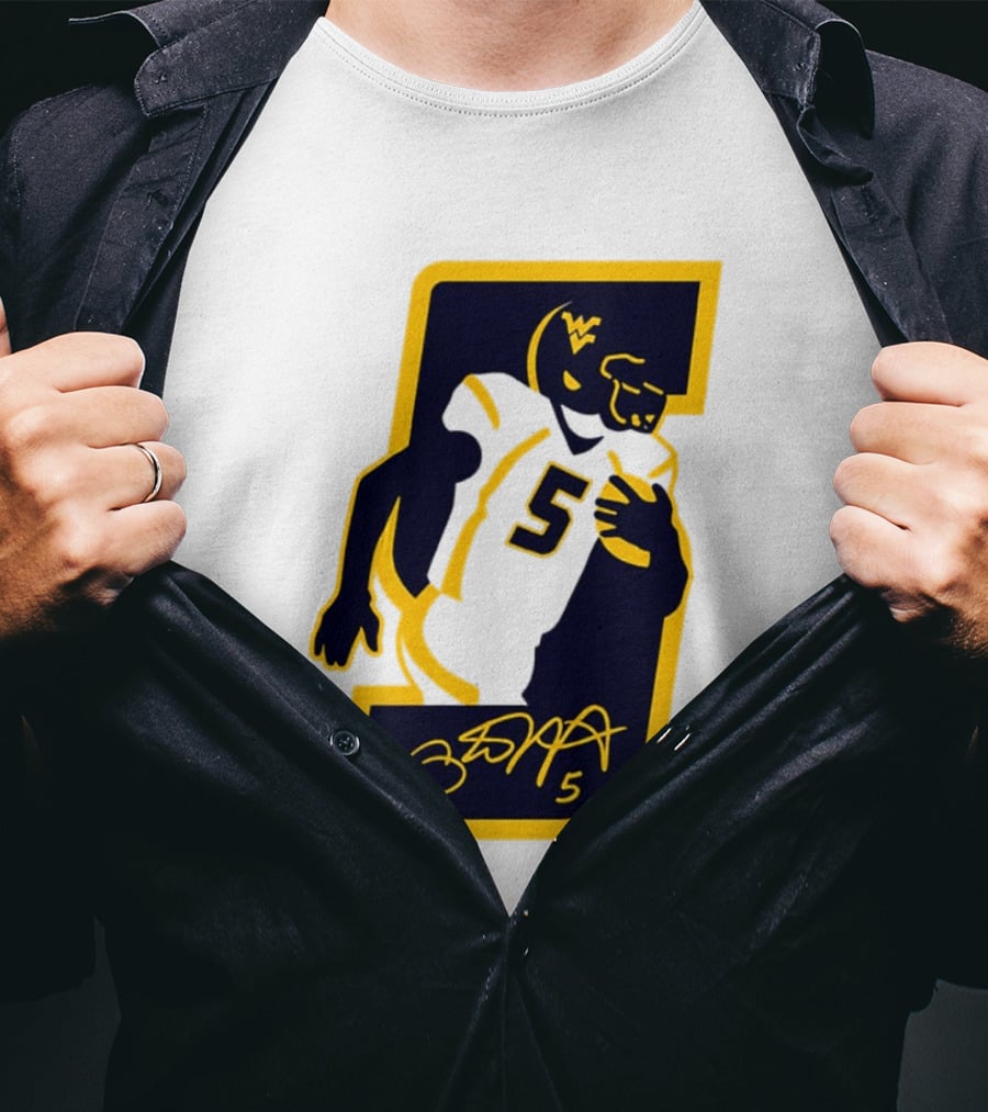 WVU Number 5 Pat White Signature Retirement T-Shirt
