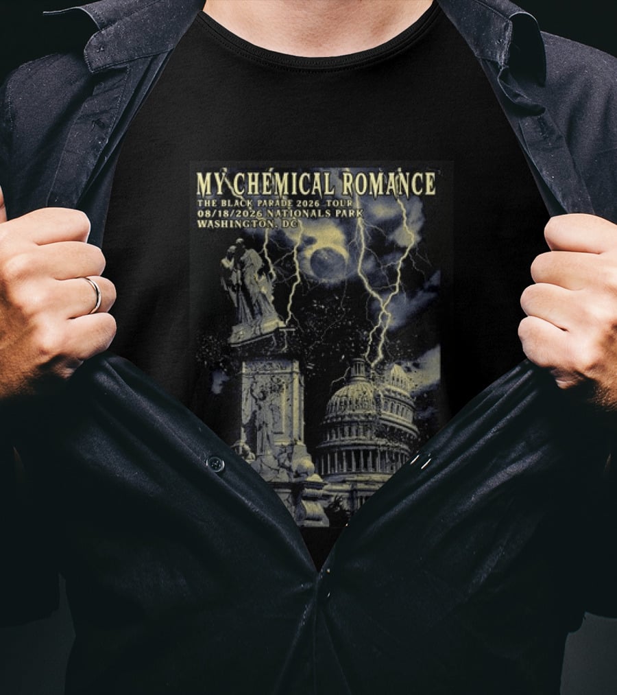 My Chemical Romance The Black Parade 2026 Tour Nationals Park Washington Dc Lightning Statues Capitol Building 08.18.2026 T-Shirt