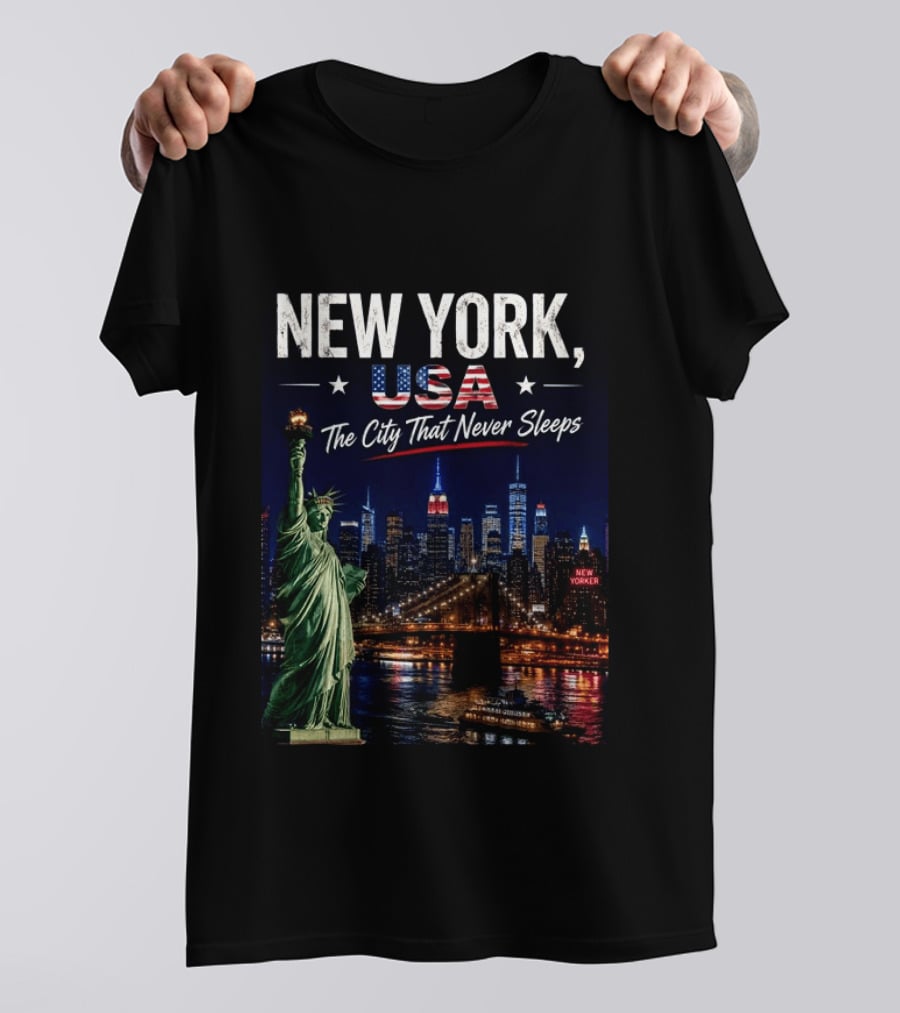 New York USA The City That Never Sleeps Statue Of Liberty Skyline T-Shirt