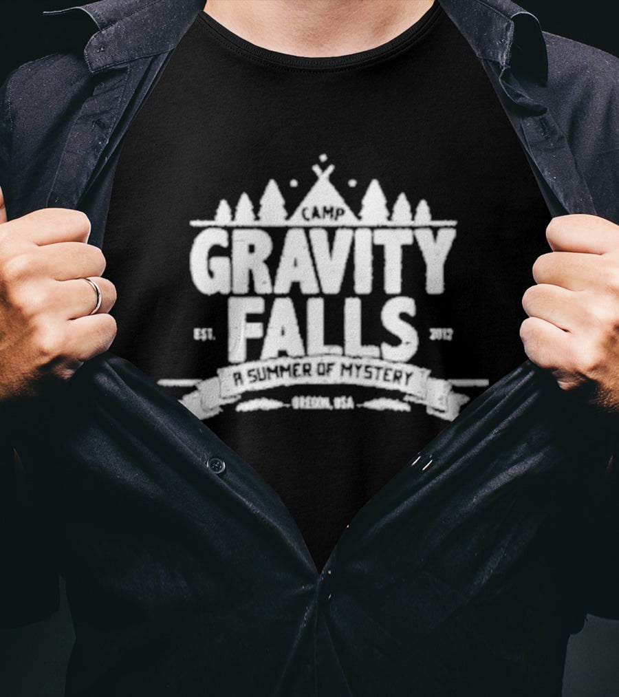 Camp Gravity Falls A Summer Of Mystery Drecon USA Est. 2012 T-Shirt