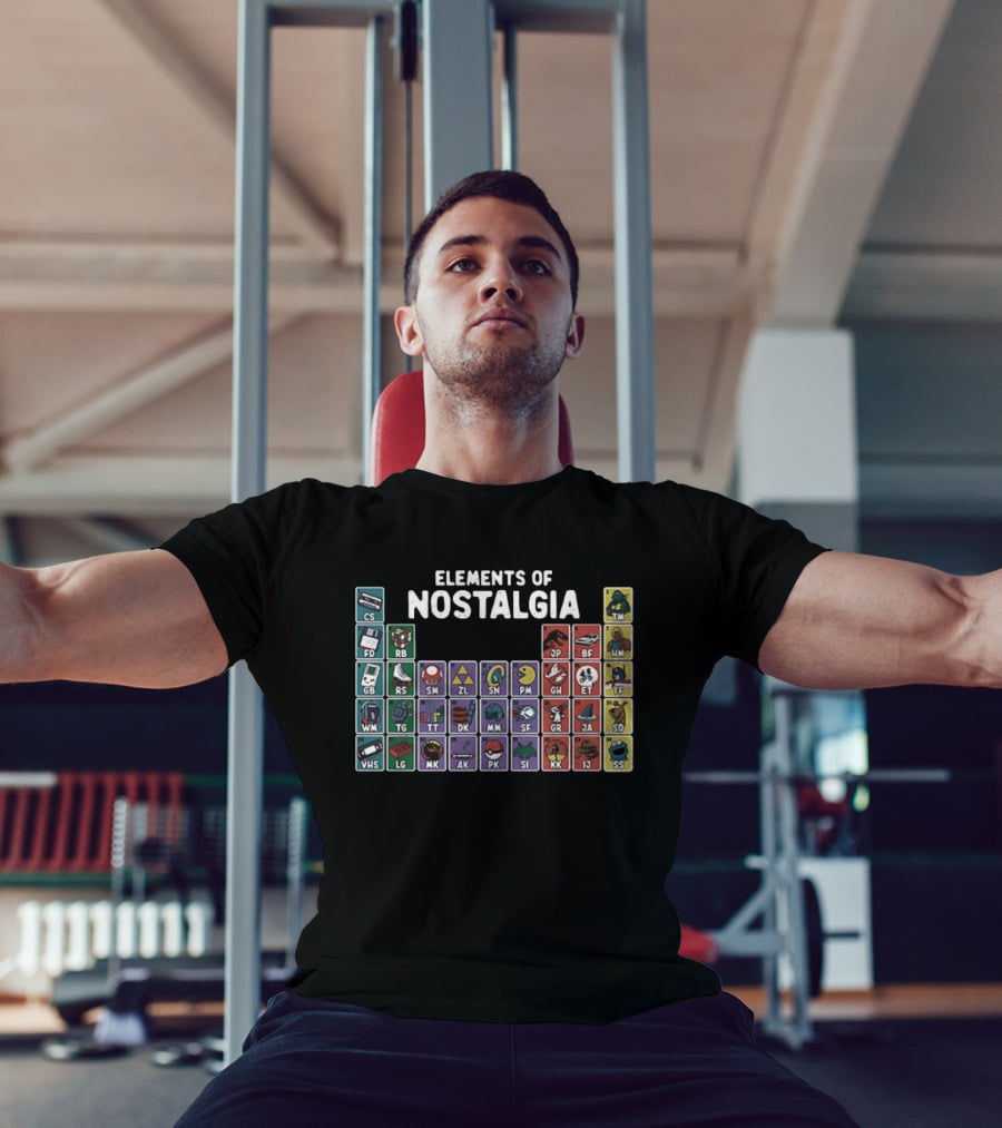 Elements Of Nostalgia 80s 90s Pop Culture Cassette Tape Gaming Toy VHS T-Shirt