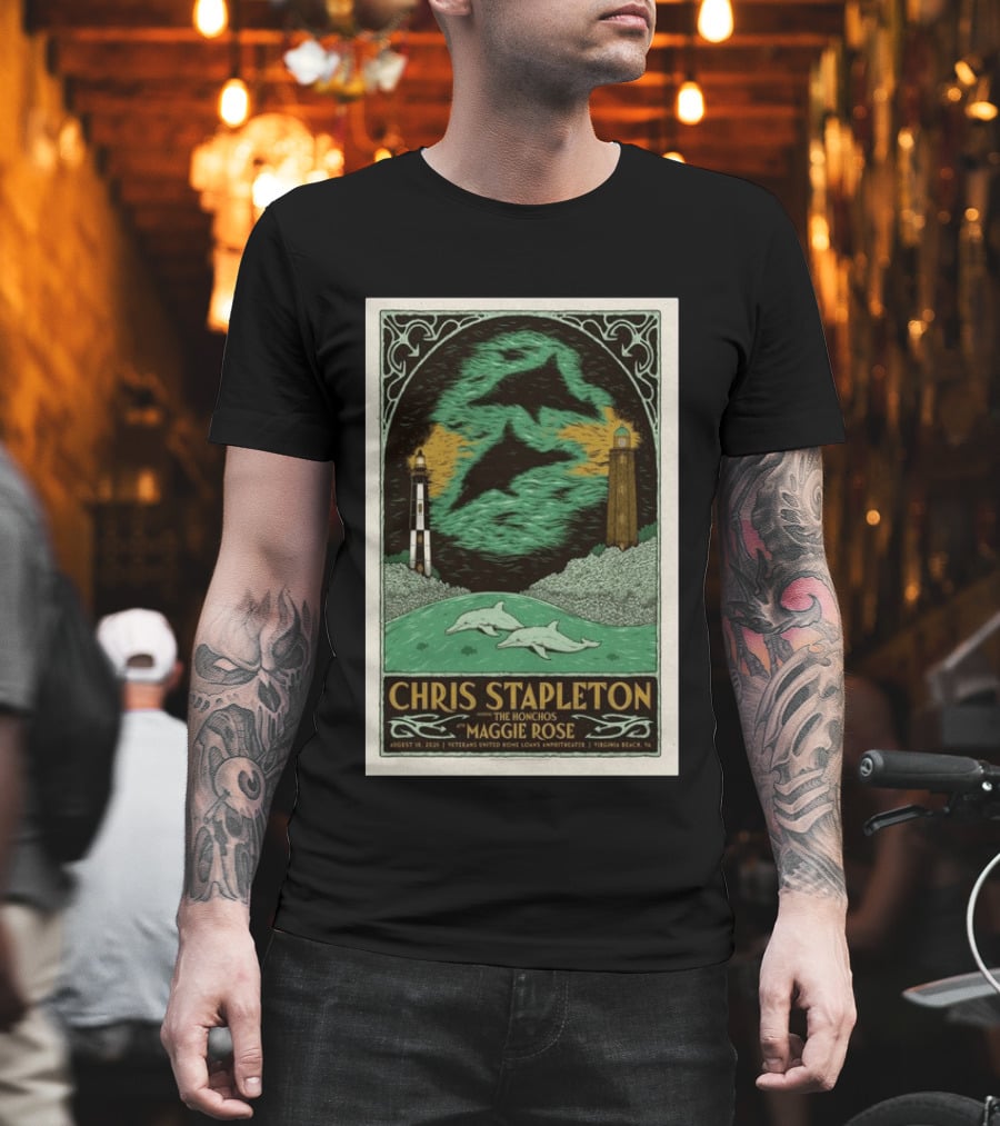 Chris Stapleton The Honchos Maggie Rose August 18 2026 Veterans United Home Loans Amphitheater Virginia Beach Dolphins Lighthouse T-Shirt