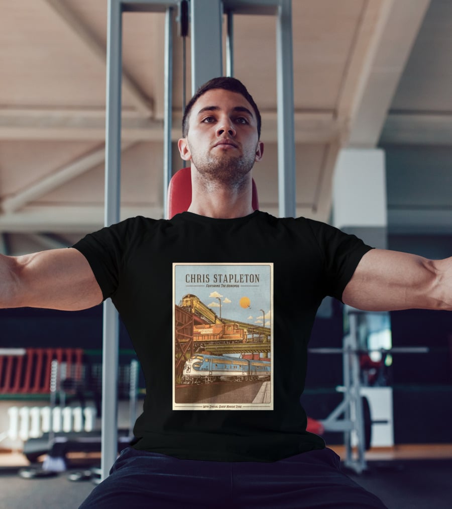 Chris Stapleton Featuring The Honchos Special Guest Maggie Rose Aug 19 2026 Allianz Amphitheater Riverfront Richmond Virginia Vintage Trains Scene T-Shirt