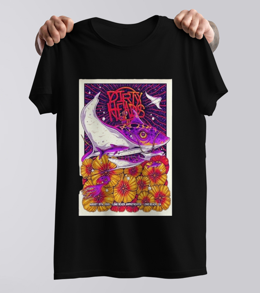 Dirty Heads Long Beach Amphitheater August 18 2026 Vibrant Stingray And Flowers T-Shirt