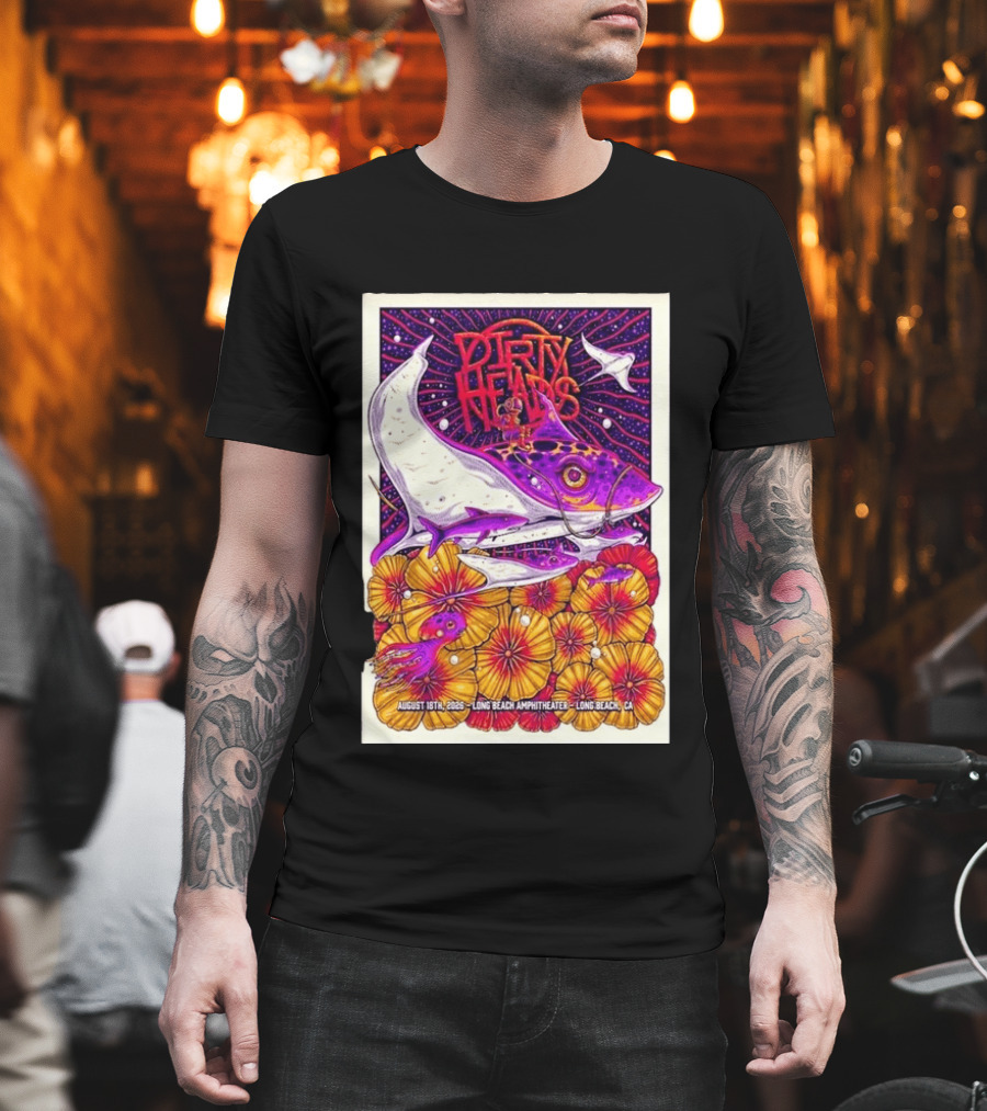 Dirty Heads Long Beach Amphitheater August 18 2026 Vibrant Stingray And Flowers T-Shirt