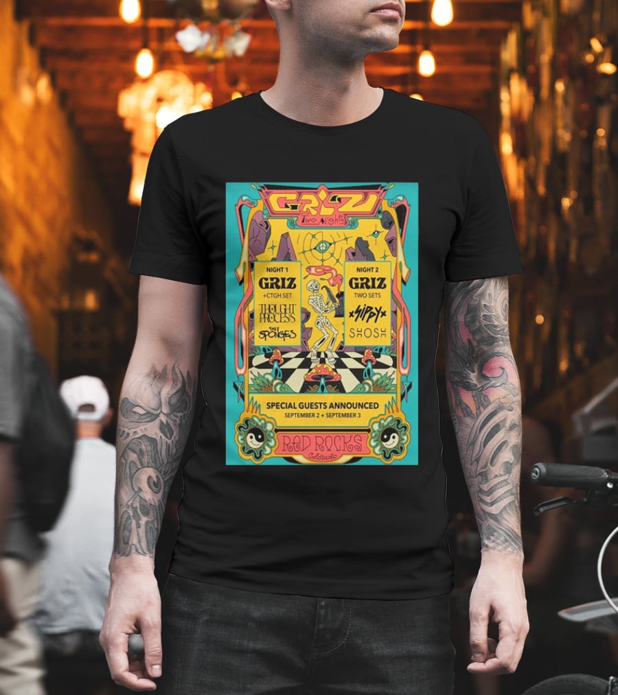 GRiZ Two Nights Red Rocks Amphitheatre Morrison CO Sep 2 3 2026 Special Guests The Sponges Muzzy Shosh T-Shirt
