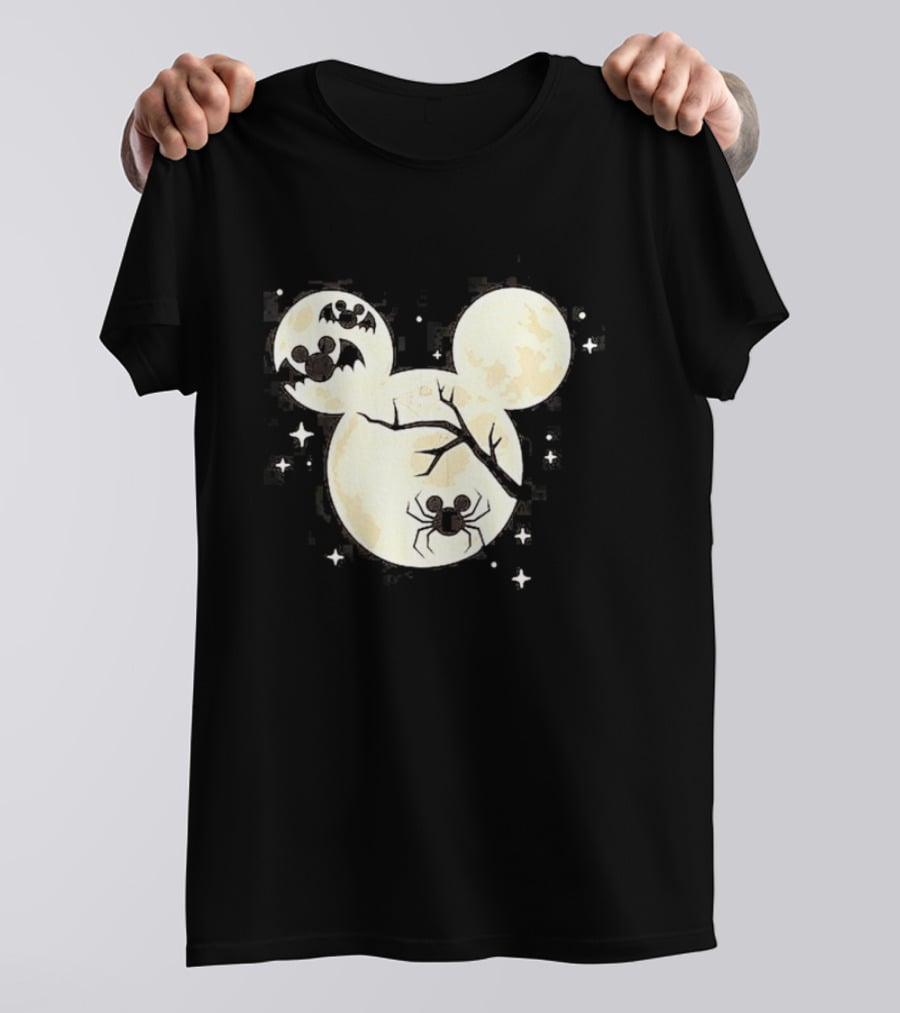 Mickey Mouse Moon Head Halloween Bat Spider Disney T-Shirt