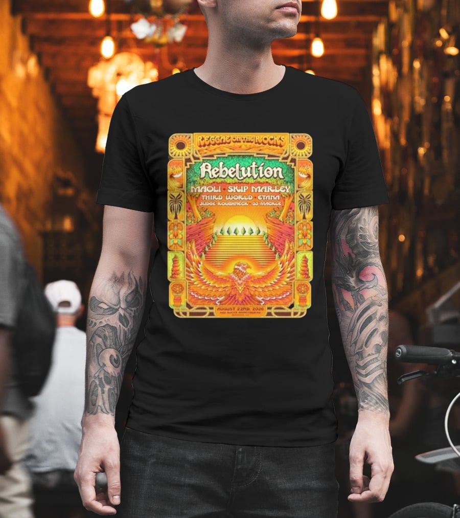 Rebelution Reggae On The Rocks 2026 Maoli Skip Marley Third World Etana August 22nd T-Shirt