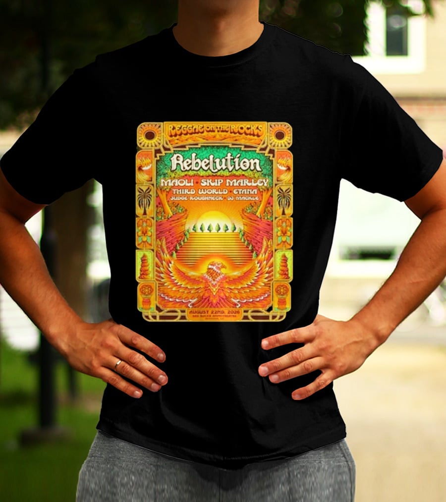 Rebelution Reggae On The Rocks 2026 Maoli Skip Marley Third World Etana August 22nd T-Shirt