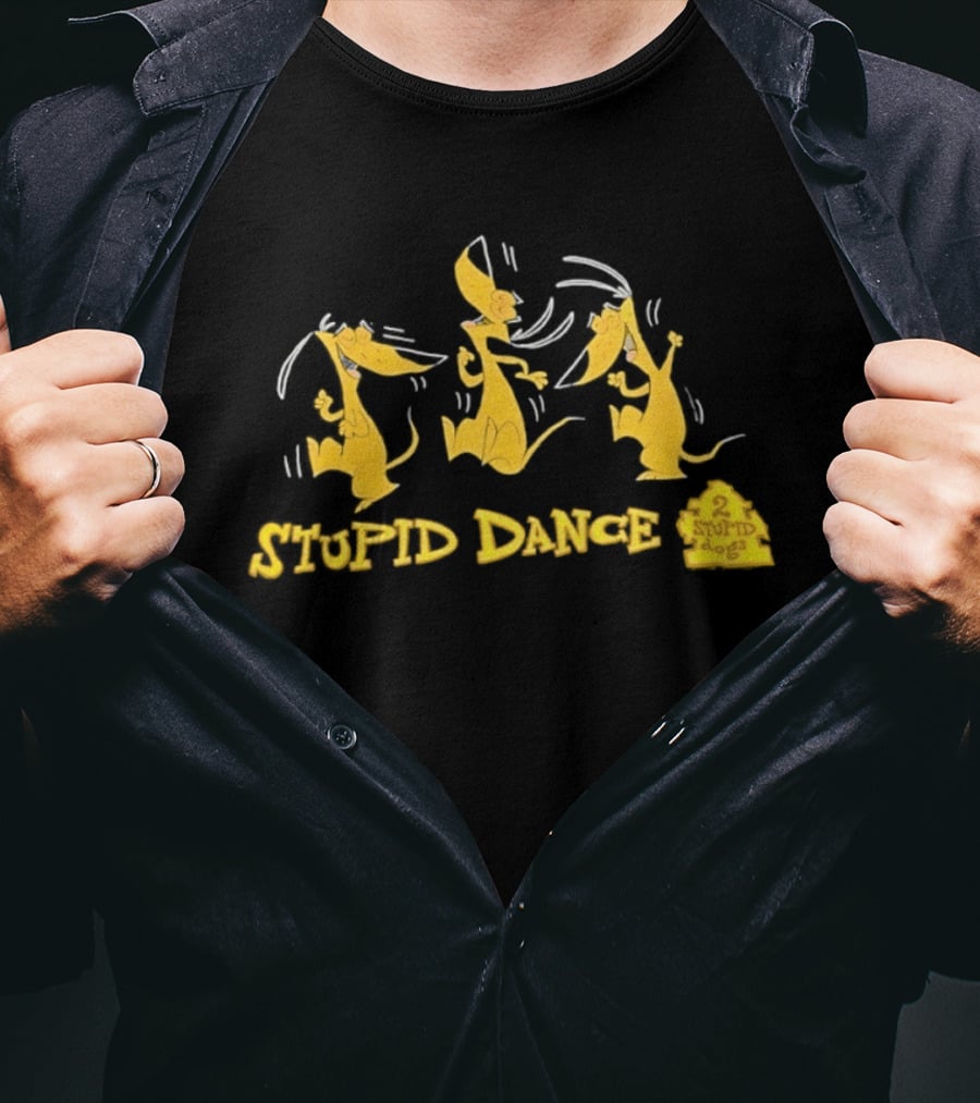 2 Stupid Dogs Stupid Dance Hanna Barbera Animation Vintage 90s Cartoon T-Shirt