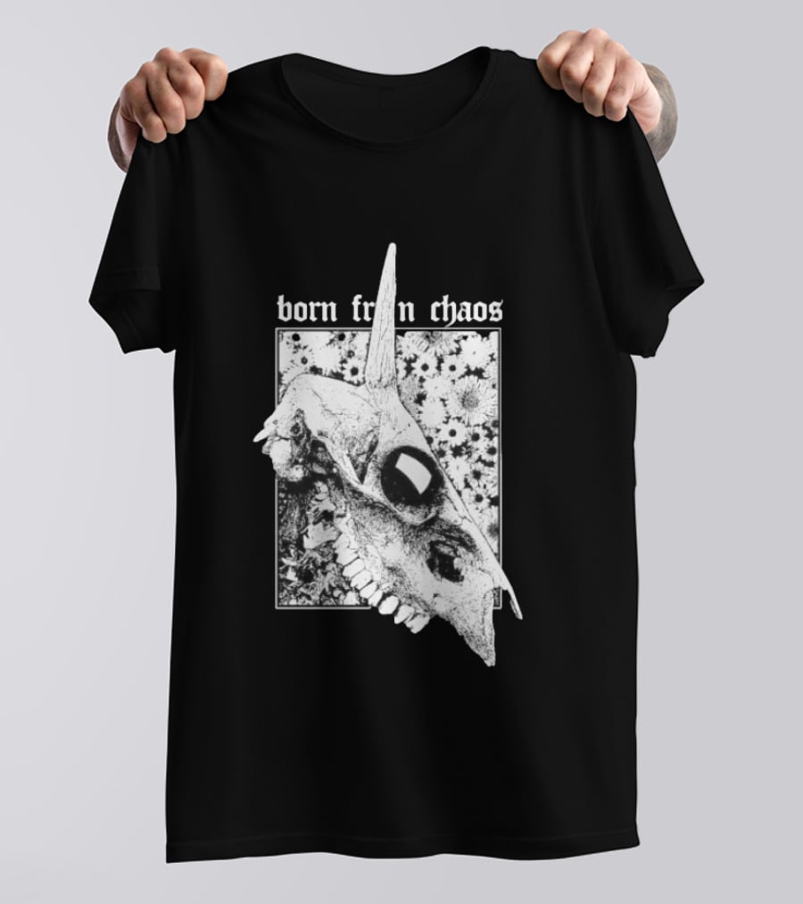 Born From Chaos Animal Skull Floral Gothic Aesthetic T-Shirt