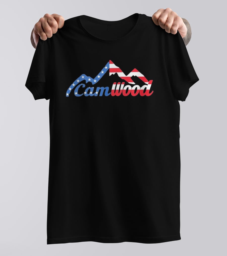 CamWood American Flag Mountain Baseball Training USA Stars And Stripes T-Shirt