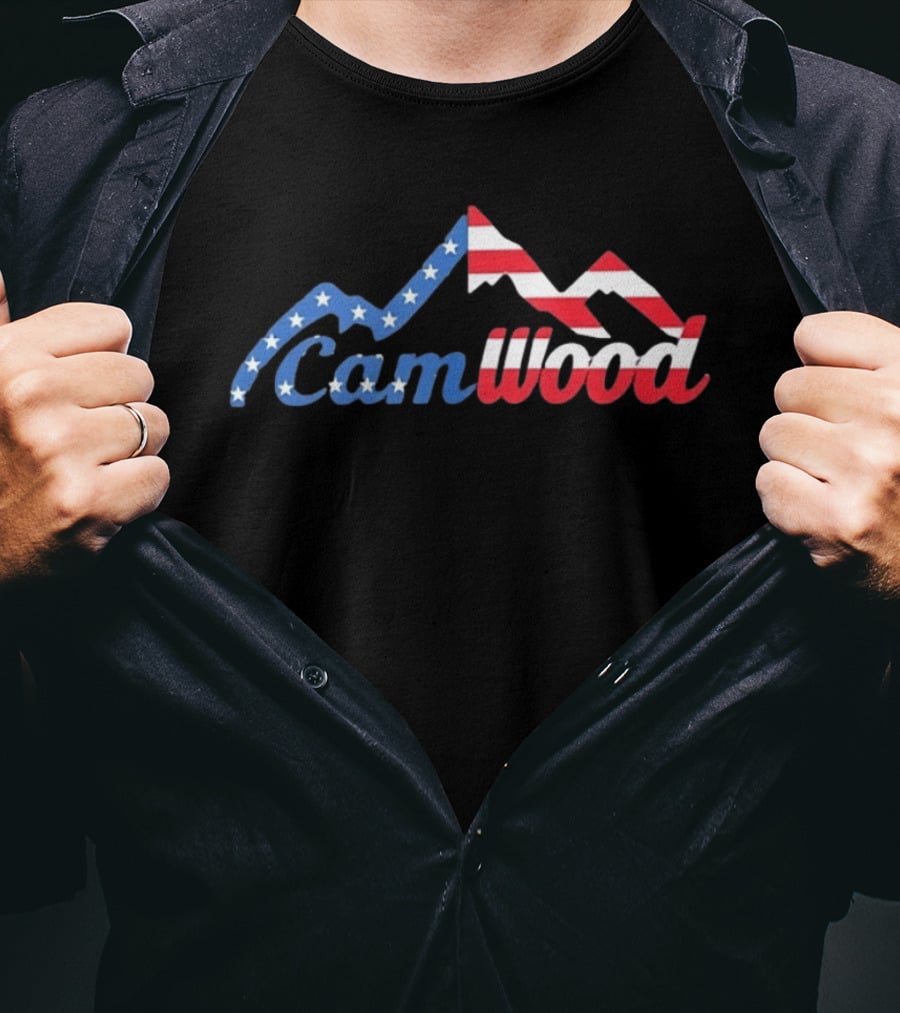 CamWood American Flag Mountain Baseball Training USA Stars And Stripes T-Shirt