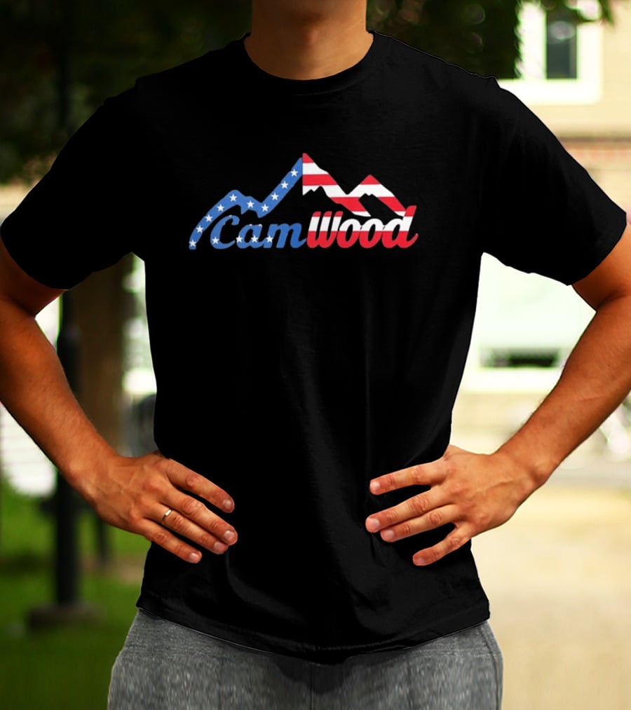 CamWood American Flag Mountain Baseball Training USA Stars And Stripes T-Shirt