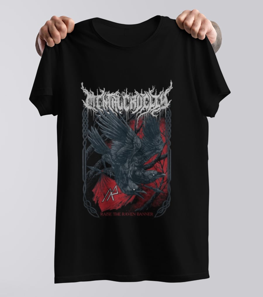Indiemerchstore Mental Cruelty Raise The Raven Banner Norse Imagery Ravens T-Shirt
