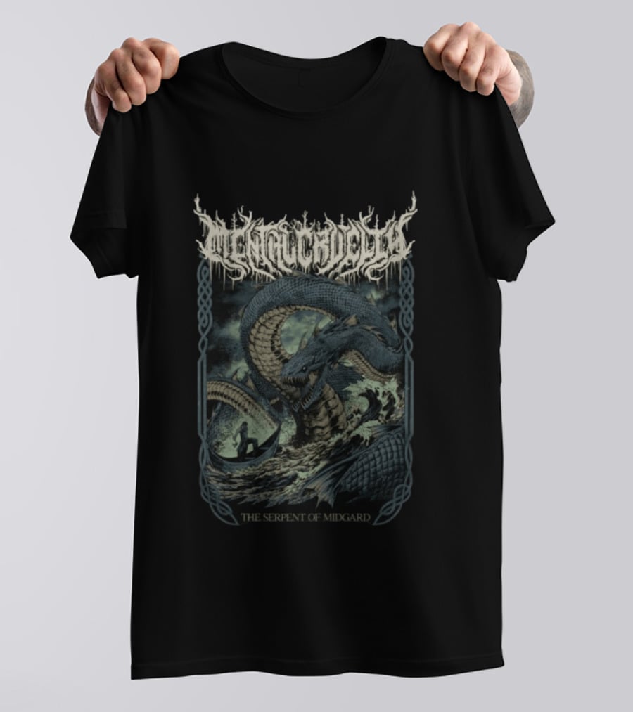 Indiemerchstore Mental Cruelty The Serpent Of Midgard Mythical Sea Monster Norse Viking T-Shirt