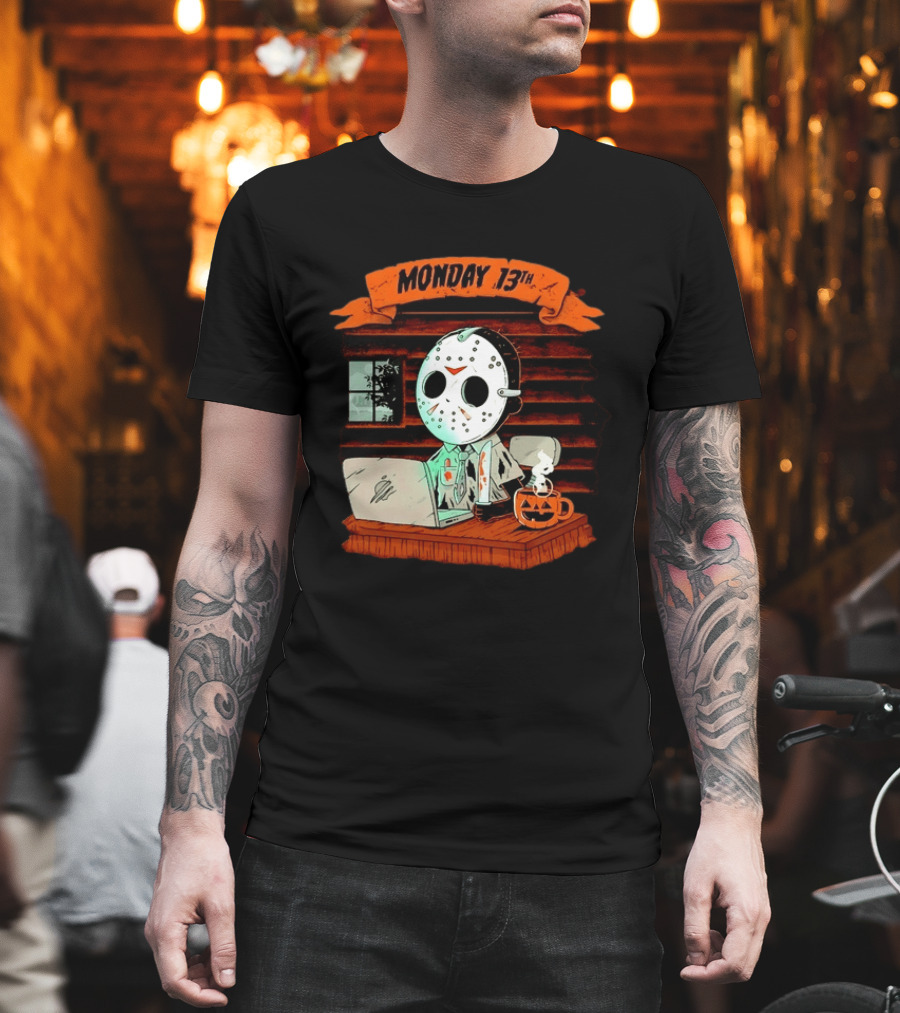 Jason Voorhees Monday 13th Office Work Halloween Horror Movie T-Shirt